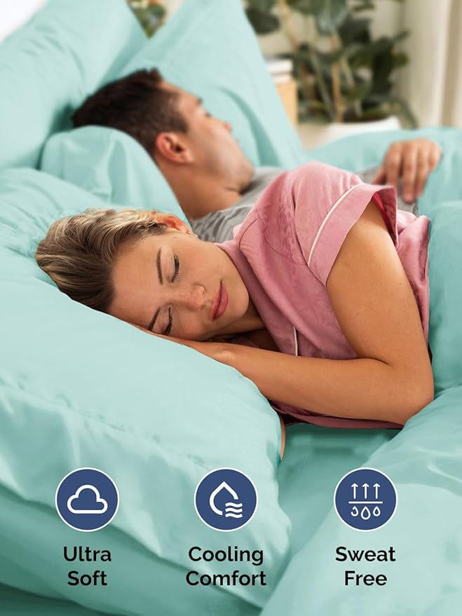 Extra Deep Pocket Cal King Sheets - 4 Piece Breathable & Cooling Bed Sheets - Hotel Luxury Bed Sheet Set - Soft, Wrinkle Free & Comfy - Easily Fits Extra Deep Mattresses - Deep Pocket Spa Blue Sheets