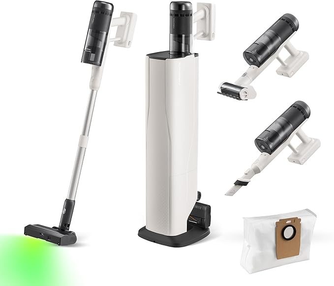 roborock H60 Hub Pro Cordless Stick Vacuum Cleaner with Auto-Empty Dock, 170AW Suction for Carpets and Pet Hair, Vacuum Cleaners with 80-Min Runtime, Anti-Tangle Brush, 140째 Green LED Dust Detection