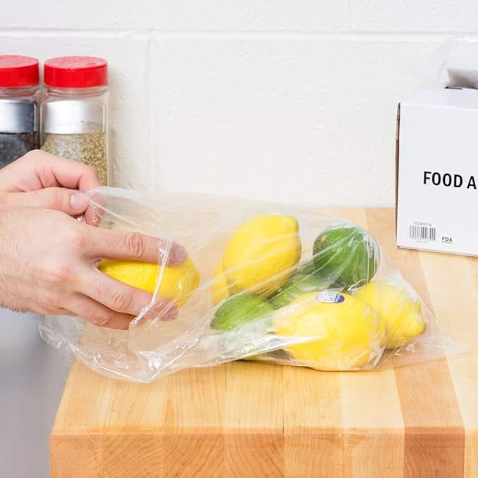 14" X 20" Plastic Produce Bag on a Roll, Bread and Grocery Clear Bag, 350 Bags/Roll (5 Rolls)