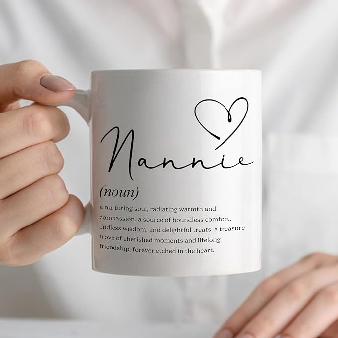 Nannie Grandma Mug, Nannie Grandmother Gifts from Grandkids Coffee Cup Ceramic, Grandma Gifts for Birthday Christmas Ceramic Coffee Tea Mug 11 oz