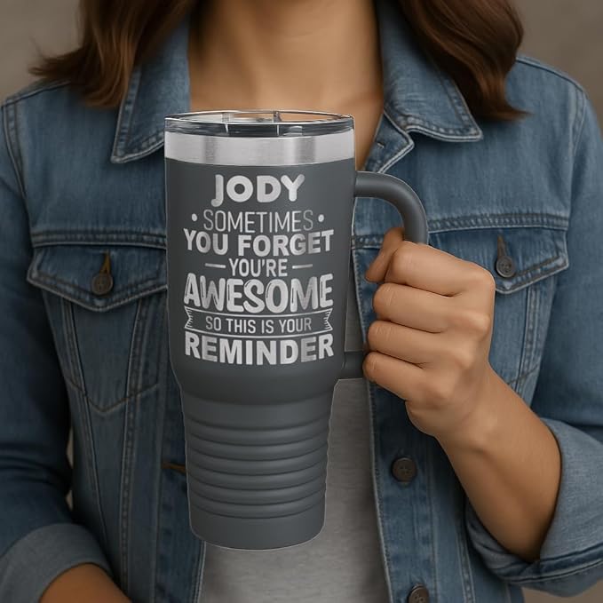 Personalized Inspirational Tumbler, Inspirational Gifts for Men Dad Father Wife Sister Women, Custom Birthday For Him Her, Customized You?셱e Awesome Tumbler, Teacher Coworker Gifts 40oz Gray