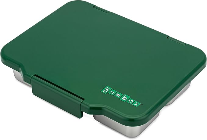 Yumbox Pr챗t Stainless Steel Bento Box with Leakproof Lunch Container, Sandwich Friendly Tray, Lunch Box for Kids, Adults, Travel (Dublin Green)