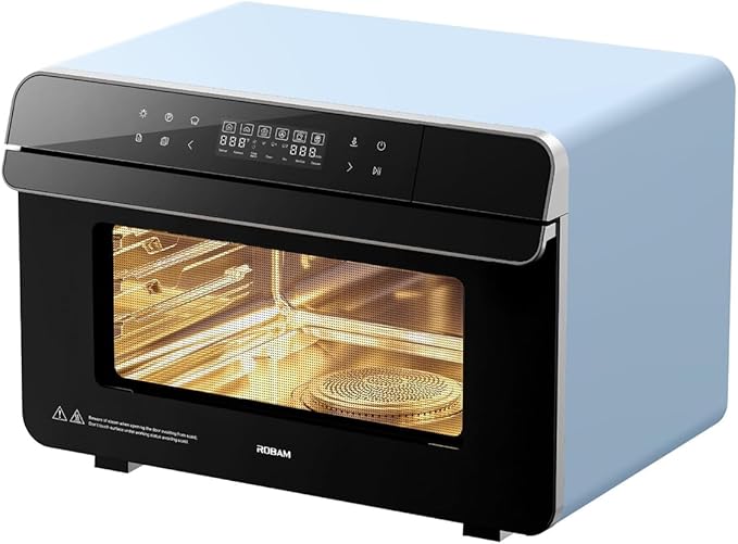 ROBAM Toaster Steam Combi Oven, Countertop Air Fryer 20-in-1 Oven with Convection & Grill, Stainless Steel Interior, 3-Layer Insulated Glass Door, 3 Steam Modes, 30 Built-In Recipes (Blue)