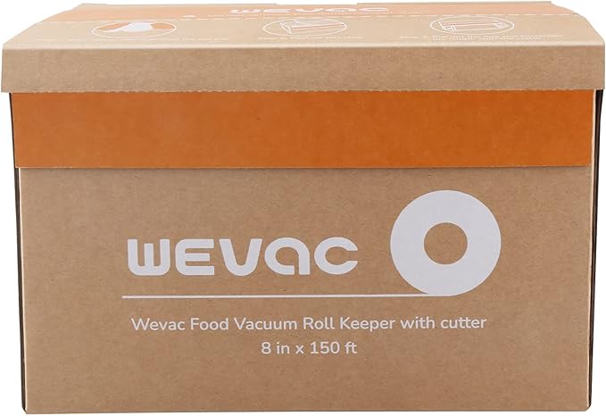 Wevac 8??x 150??Food Vacuum Seal Roll Keeper with Cutter, Ideal Vacuum Sealer Bags for Food Saver, BPA Free, Commercial Grade, Great for Storage, Meal prep and Sous Vide (8" x 150')