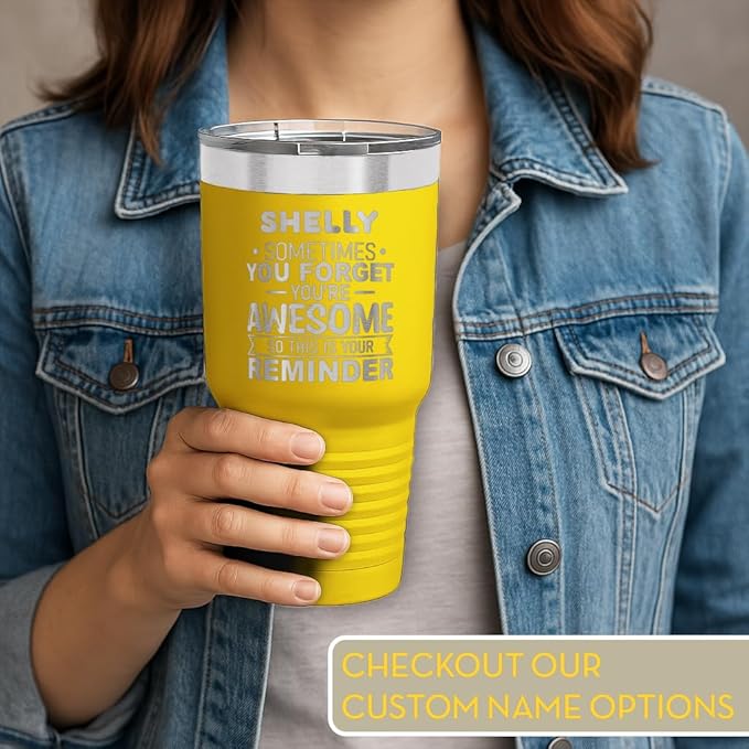 Spotted Dog Company Inspirational Tumbler, Inspirational Gifts for Men Dad Father Wife Sister Women, Birthday For Him Her, You?셱e Awesome Tumbler, Teacher Coworker Gifts 30oz Yellow