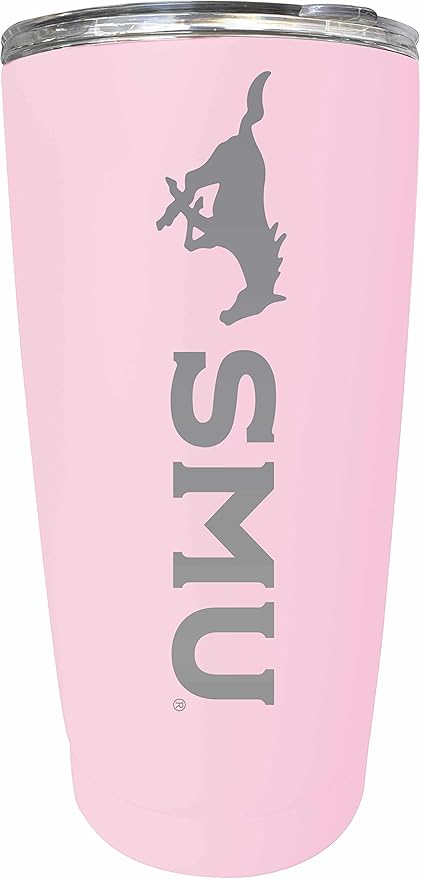 Southern Methodist University Etched 16 oz Stainless Steel Tumbler (Pink) Officially Licensed Collegiate Product