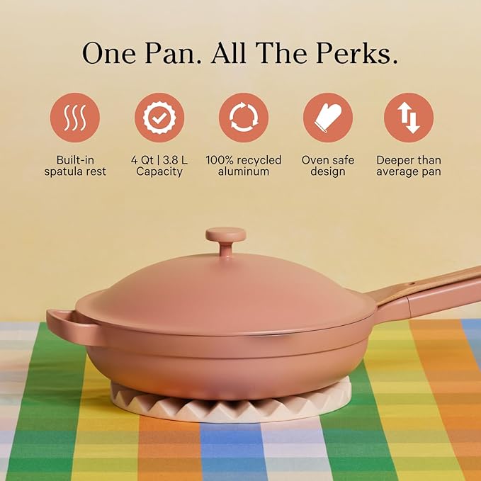 Our Place Large Always Pan | 12.5" Ceramic Pan with Modular Lid & Beechwood Spatula | Patented 10-in-1 Nonstick, Non-Toxic Cookware Made Without PFAS | Induction & Oven-Safe up to 450째F | Spice