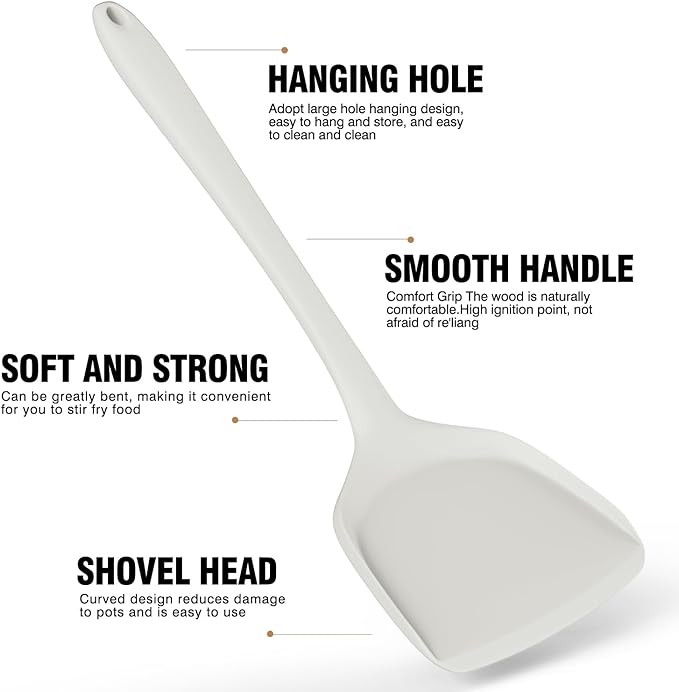 AOTHOD Silicone Cooking Utensils Set - 446째F Heat Resistant Silicone Kitchen Utensils,Spatula,Spoon, Kitchen Utensil Sets Gadgets Tools Set for Nonstick Cookware,Dishwasher Safe Bpa Free (Cream White)