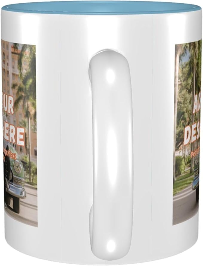 Custom Color Mugs with Partial or Full-Size Printing Customizable Photos and Text Coffee Mugs Creative Multicolor Designs Image (Partial, Sky Blue)
