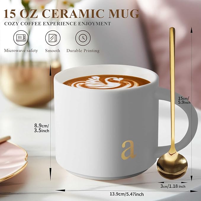 Monogrammed Ceramic Large Coffee Mug Tea Cup Happy Birthday Gifts for Adult Men Women Who Have Everything Want Nothing Dad Mom Guys People Couples Parents Cool Funny Unique Special Christmas Present,G
