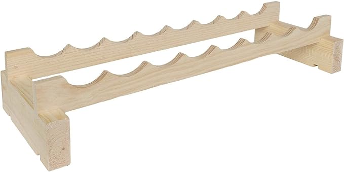 8 Bottle Wide Wine Rack Natural Pine