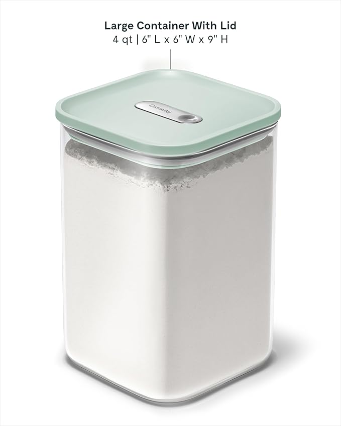 Caraway 4qt Glass Airtight Food Storage Container with Lid ??Non-Toxic, BPA-Free Kitchen Storage Container ??Stackable, Space-Saving Airtight Container for Dry Goods and More - Mist