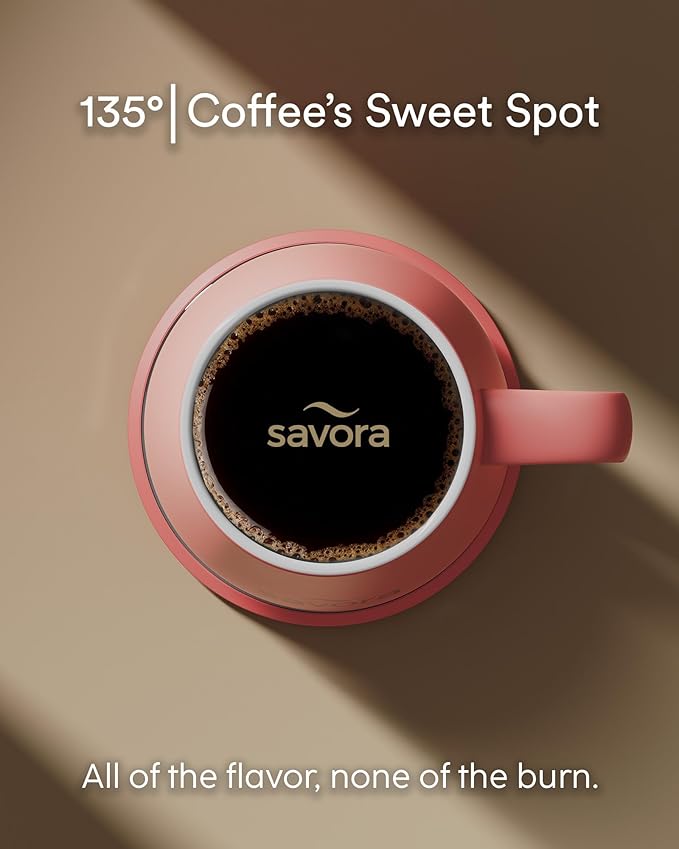 12oz Heated Coffee Mug | Barista?셲 Choice | Exclusive Wireless IntelliHeat Pad | Temperature Control Maintains 135째F | Hand-Crafted Ceramic Mug & Lid | Great for Tea Drinkers | Backed for Life - Pink
