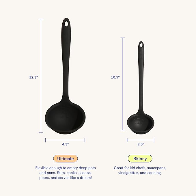 GIR: Get It Right Silicone Ladle Spoon ?밐igh Heat Resistant Kitchen Tool, Durable Cooking Utensil for Serving Soups, Stews, Sauces, and Dressings, Ultimate - 13IN - Slate