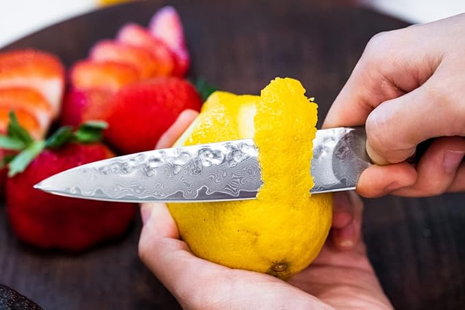 3 Piece Damascus Kitchen Knife Set - including Chef's Knife, Cleaver and Paring Knife