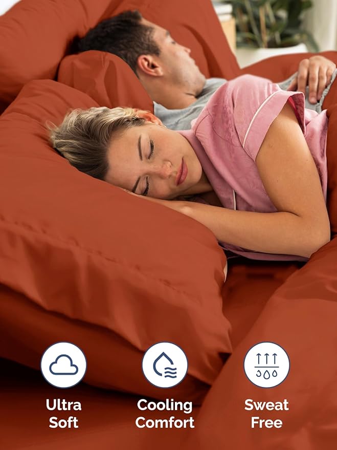 Extra Deep Pocket Queen Sheet Set - 4 Piece Breathable & Cooling Bed Sheets - Hotel Luxury Sheet Set - Soft, Wrinkle Free & Comfy - Easily Fits Extra Deep Mattresses - Deep Pocket Terracotta Sheets