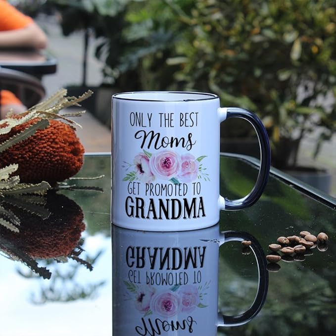 Only the Best Mom Dad Get Promoted to Grandma and Grandpa Mug Set 11oz, Pregnancy announcement Gifts, Birthday Christmas Thanksgiving Day Grandparent Mug Set of 2 Shot Mugs (Black)