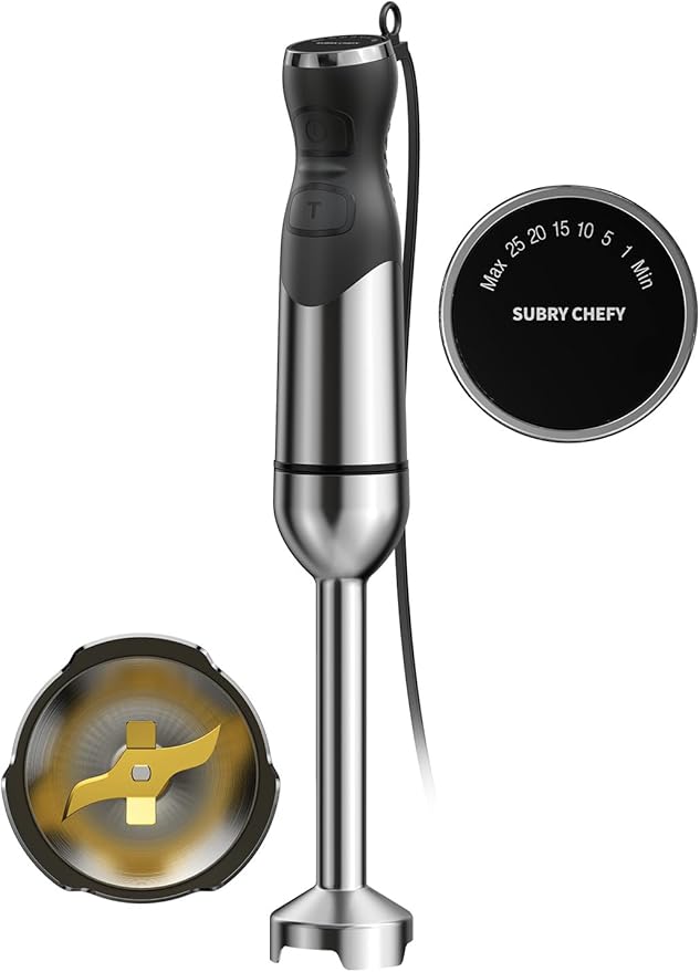 2025 New 1000W Immersion Blender Handheld ??25-Speed, Stainless Steel, Hand Blender, Corded Hand Mixer with Heavy-Duty Copper Brushless Motor & Gift Box