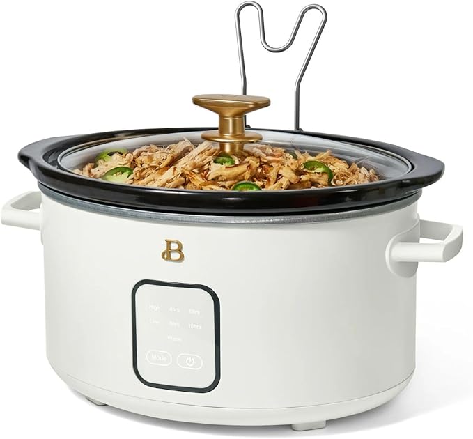 Beautiful 4-Qt Digital Slow Cooker with Smart Touch Screen, Removable Pot, Timer Presets, Ideal for Small Families