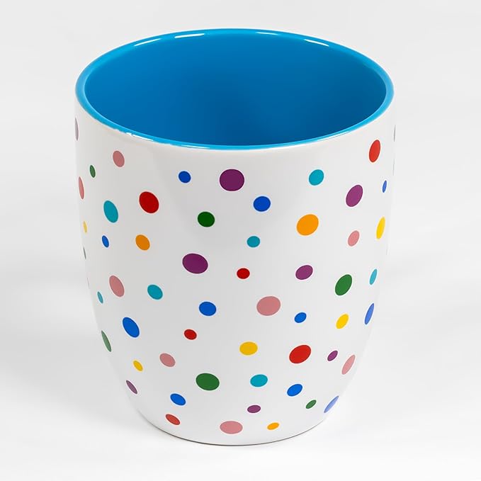 Denim Blue Cute Mug with Confetti Rainbow Sprinkles | Birthday Cake Coffee Cup Gift | Large Ice cream Cup | Dunkin Donuts Coffee Mugs With Fun Polka Dot Pattern