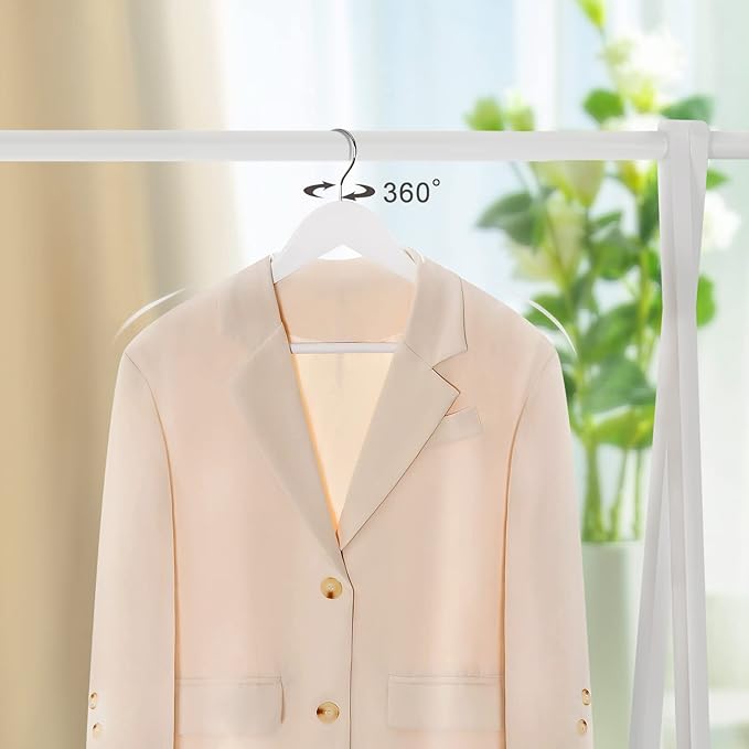 TOPIA HANGER Wooden Coat Hangers 30 Pack, White Wood Suit Hangers with Non Slip Pants Bar, 360째 Swivel Hook and Shoulder Notches for Camisole, Jacket, Pants, Smooth Finish Clothes Hangers -CT34W30