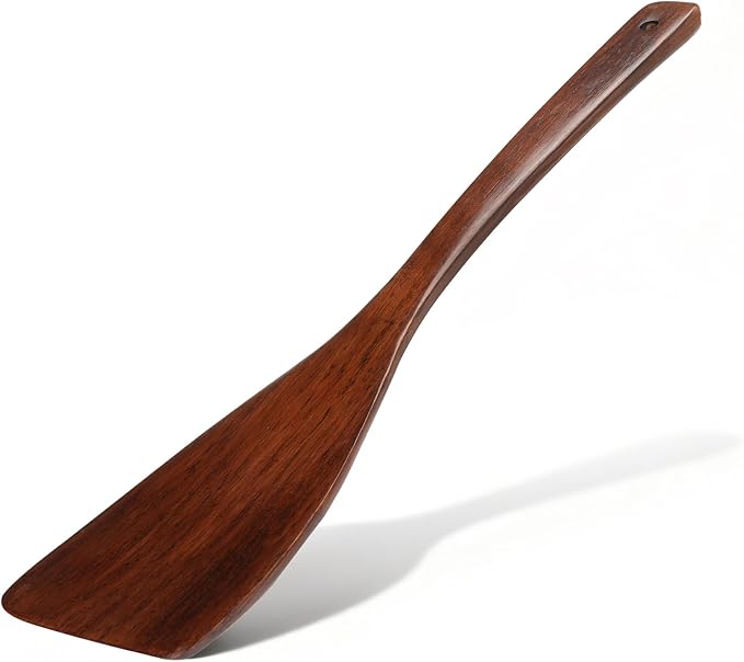 Wooden Spatula for Cooking, Long Handle Corner Spatulas for Frying Pan, Right Hand Wood Turner for Cooking Kitchen Utensils