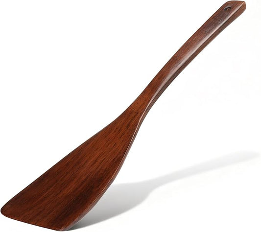 Wooden Spatula for Cooking, Long Handle Corner Spatulas for Frying Pan, Right Hand Wood Turner for Cooking Kitchen Utensils