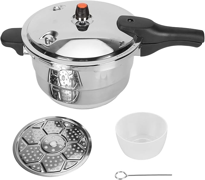 80Kpa Pressure Cooker Stainless Steel 8L Large Capacity, Pressure Canner with Steaming Rack Compatible with Gas & Induction Cooker (6L)