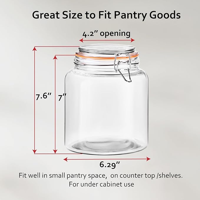0.6 Gallon Glass Storage Jar with Lid, Wide Mouth Glass Canister for Storing Food in Pantry and Fermenting, Set of 2