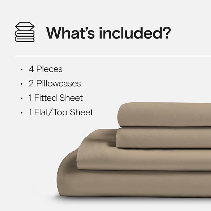DOZ Sheet Set, 100% Viscose derived from Bamboo, Organically Grown, Buttery Soft, Cooling Sheets, High GSM, Deep Pockets - 4 Piece - 2 Pillowcases 1 Fitted 1 Top Sheet (Dune, Cal King)