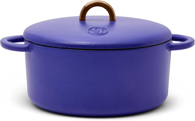 Great Jones Dutch Baby Dutch Oven with Lid (Blueberry, 3.5-Quart) | Enameled Cast Iron, Round Shape | Safe for Stovetops & Ovens up to 500째F | Space-Saving & Dishwasher-Friendly | Small-Batch Cooking