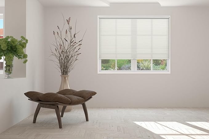 BlindsAvenue Cellular Honeycomb Cordless Shade, 9/16" Single Cell, Light Filtering, White Dove, Size: 64" W x 48" H