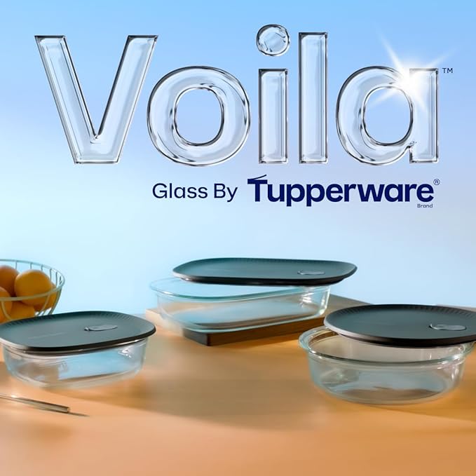 Tupperware Voila Glass Square Food Storage ??Airtight Baking Dish, 1.7 qt / 1.6 L