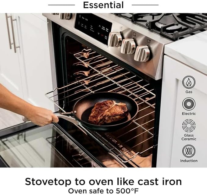 Ninja NeverStick Essential 10-Piece Cookware Set, C19010 ??Durable Nonstick Pots & Pans, Hard-Anodized, Oven Safe to 500째F, Even Heat Distribution, Metal-Utensil Safe, Dishwasher Safe