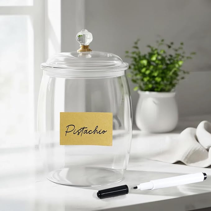 4 Pcs Candy Jars with Lids,Plastic Cookie Storage Jar Airtight Food Storage Containers Includes 4 Spoons + Label Stickers & Pen, 2.2L Clear Apothecary Jars for Kitchen Counter