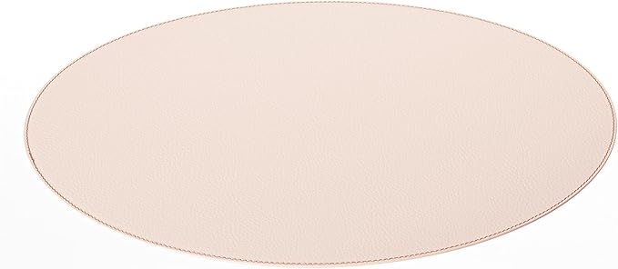 Nikalaz Oval Placemats Set (Pack of 4) Recycled Leather Table Mats 18 x 13 inches (45.7 x 33 Centimeters), Kitchen Dining Table D챕cor by Nikalaz (Beige - Creamy White)