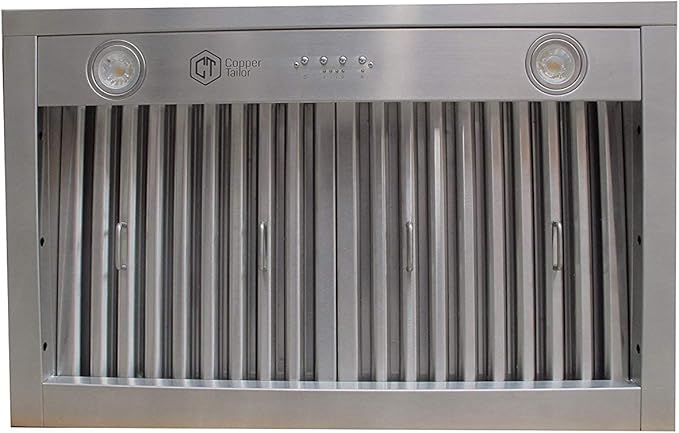 CT Copper Tailor Copper Vent Hood Island Mount,30'' W,39''H, 610 CFM Exhaust Fan,Stainless Steel Vent,LED Light,Dishwasher-Safe Baffle Filters,Smooth-Dark Patina,VH3A