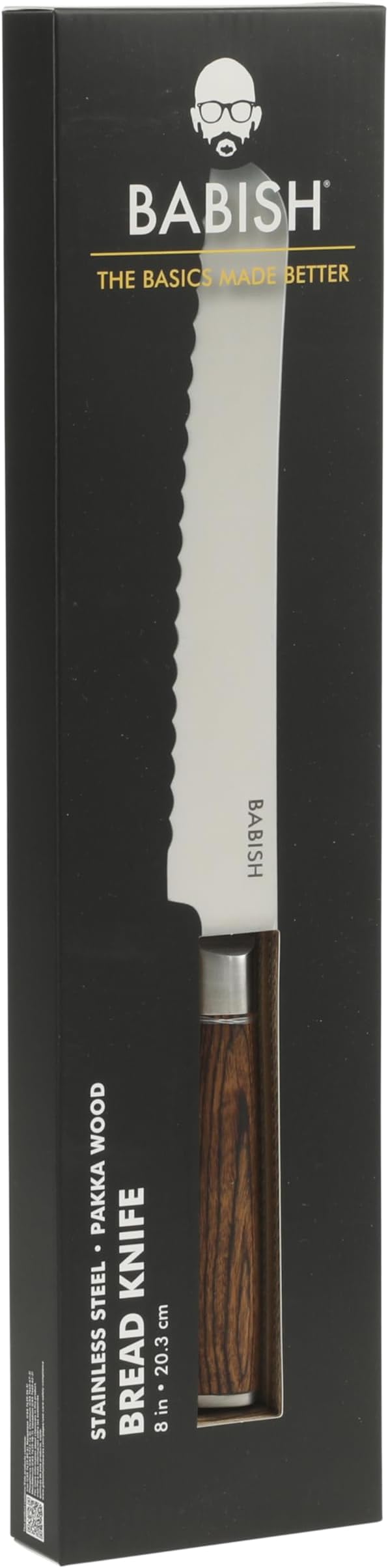 Babish 8-Inch Bread Knife ??High-Carbon 1.4116 German Steel Serrated Knife with Dark Pakka Wood Handle, Full-Tang Razor Sharp Kitchen Knife for Slicing Bread, Crusting & Artisan Loaves