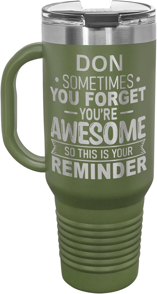 Personalized Inspirational Tumbler, Inspirational Gifts for Men Dad Father Wife Sister Women, Custom Birthday For Him Her, Customized You?셱e Awesome Tumbler, Teacher Coworker Gifts 40oz Olive