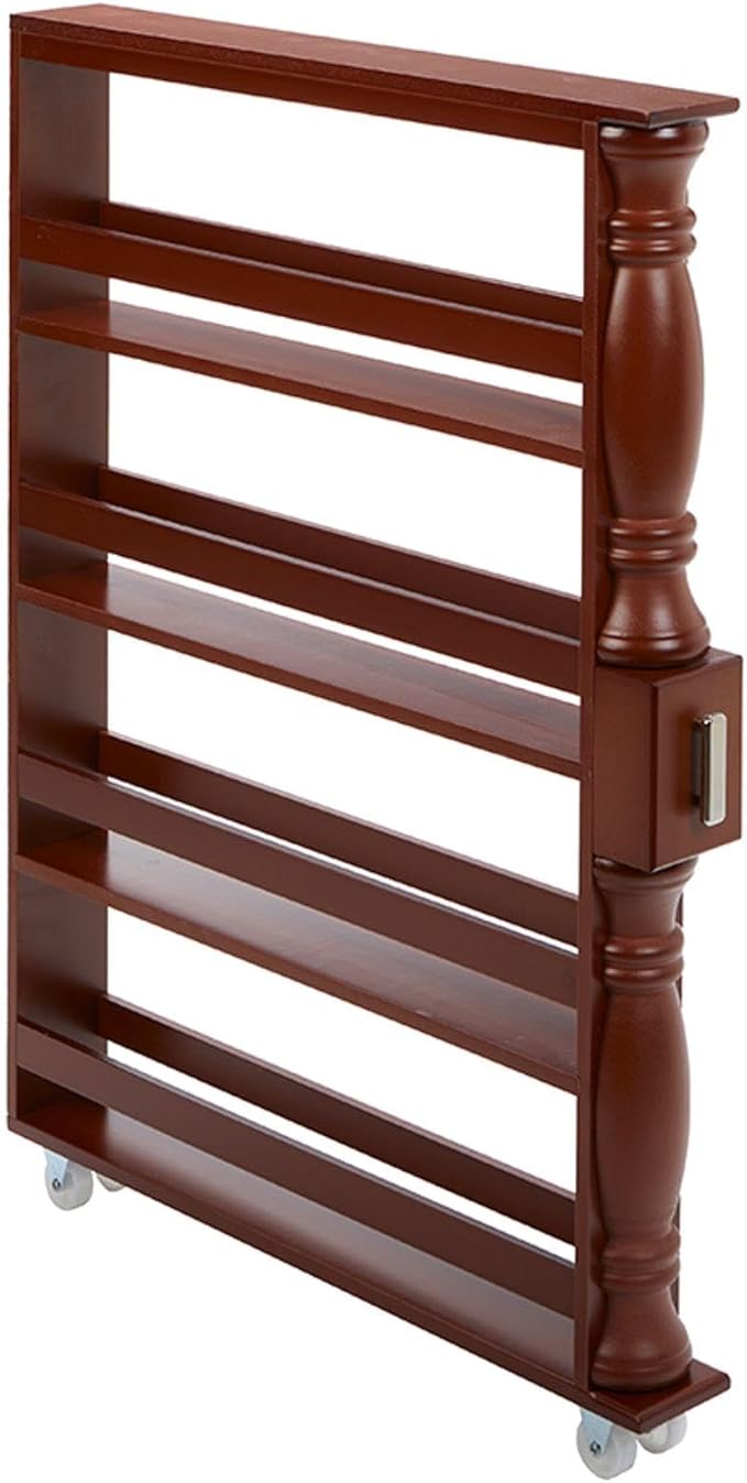 The Lakeside Collection Slim Rolling Can and Spice Racks - Walnut