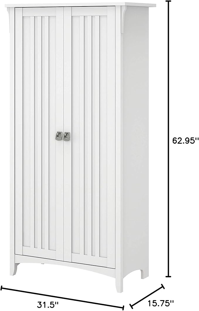 Bush Furniture Salinas Kitchen Pantry Cabinet with Doors in Pure White