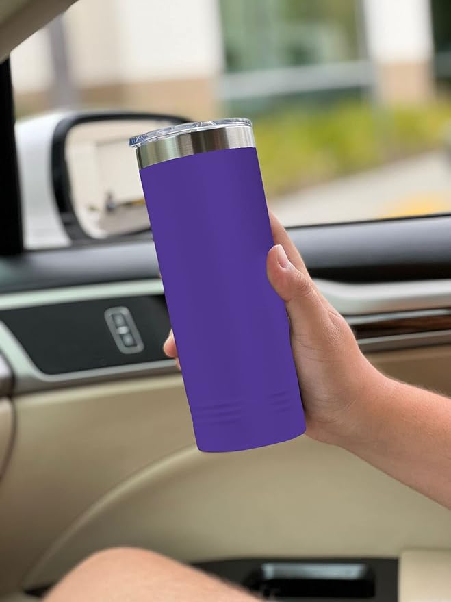 LaserGram 22oz Vacuum Insulated Skinny Tumbler, Gardening, Personalized Engraving Included (Dark Purple)