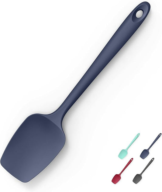 Heat Resistant Silicone Spoon Spatula, Doosu 600째F High Temp Flexible Cooking Spoons Kitchen Rubber Spoonula Scratch-Proof for Mixing Stirring Scraping Serving Non-Stick Cookware (11.4in, Navy Blue)