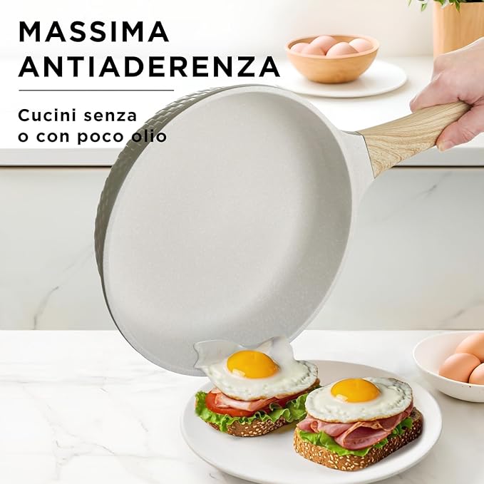 Bamb첫 10Pcs Cookware set, Die-cast Aluminum pots and pans, Nonstick frying pans and casseroles, Induction safe, PFOA-free (Green and Cream, 10 pcs)