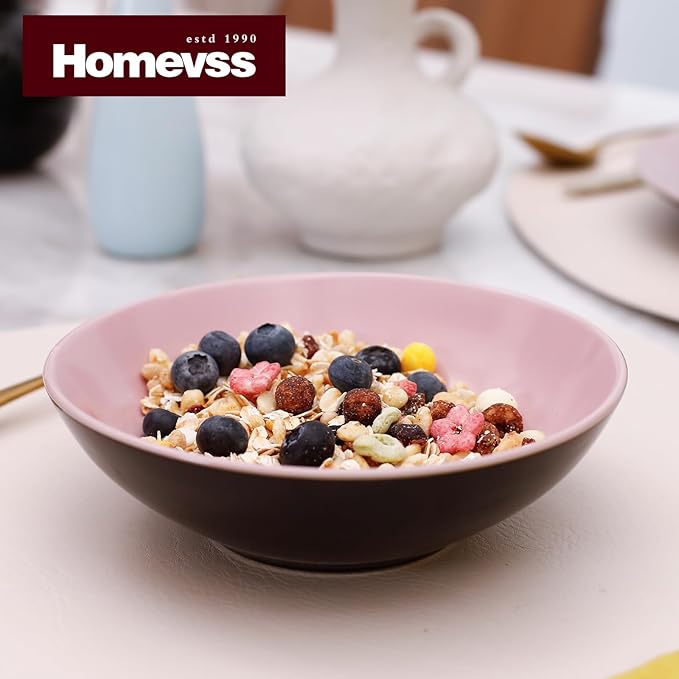 Stoneware Two-Tone Colors Life 16pc Dinner Set竊똎utside Shiny Black + Inside Matte Glaze Rose