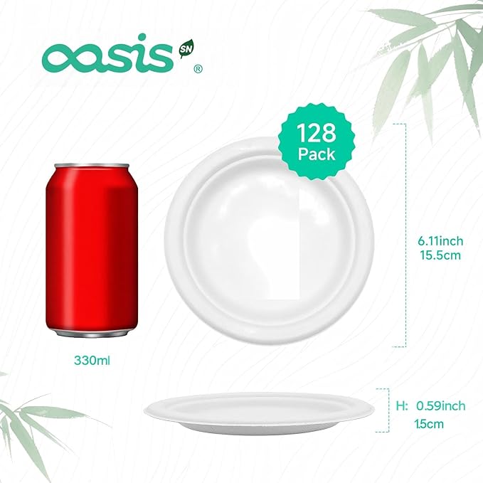 ?윸 ?뿙?뿻?뿰?뿵, ?윮?윯?윺-?뿣?뿮?뿰?뿸 Compostable Paper Plates, Heavy-Duty Biodegradable Disposable Dish Made from Bagasse, Perfeck for Snacks, Desserts, Party, Wedding and More (White)