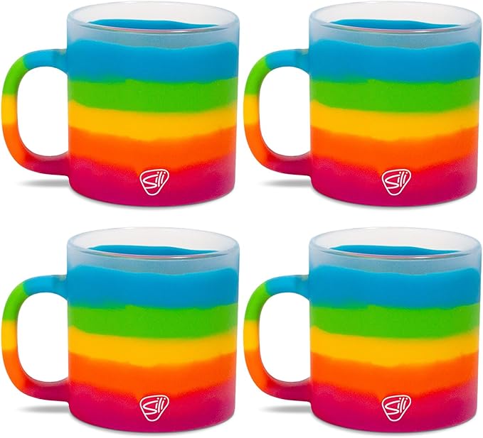 Silipint 16oz Silicone Coffee Mug ??Unbreakable Dishwasher Safe Microwave Oven & Freezer Compatible Travel Mug ??Non-Toxic Reusable Cup for Hot Coffee Tea or Cold Drinks Pack of 4 Prism