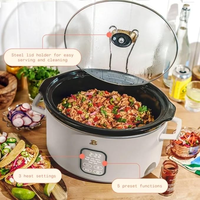 Beautiful 6?‘Quart Programmable Slow Cooker with 5 Presets, Keep?‘Warm, Touch Display & Dishwasher?‘Safe Pot