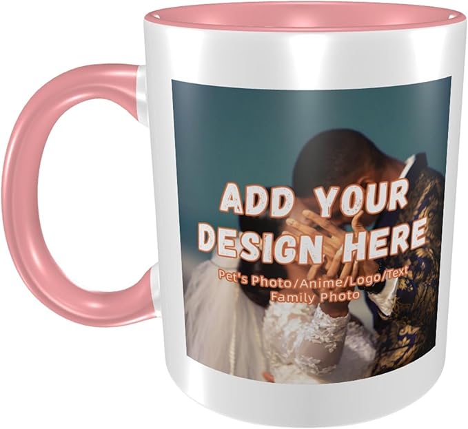 Customizable Mugs and Coffee Cups with Various Creative Designs Customize Your Photos Images Texts Partial or Full-Size Printing (Partial, Pink)