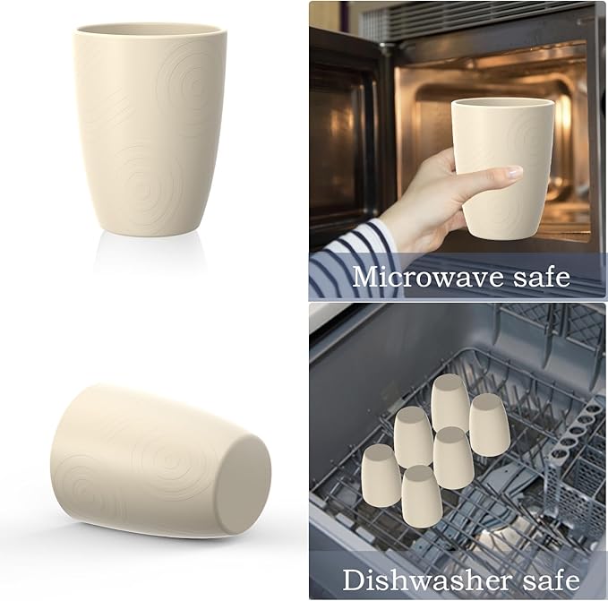 Homienly Unbreakable Drinking Glasses 16oz Wheat Straw Cups??-Pack Reusable Stackable & Dishwasher Safe Cups for Kitchen-Beige